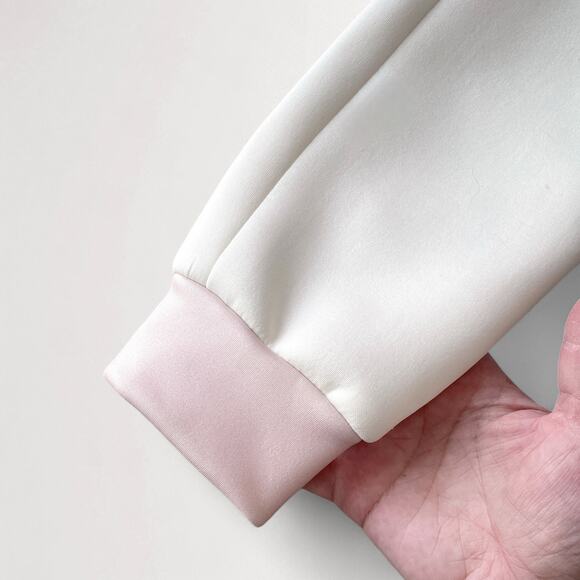 Missguided Neoprene Cropped Bomber Jacket 4 Palm Tree Pastel Pink White Black - Picture 7 of 9